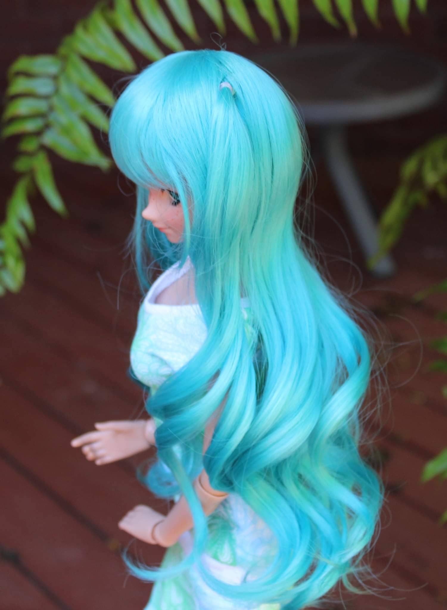 Custom doll WIG for Smart Dolls- Heat Safe - Tangle Resistant- 8.5" head size of Bjd, SD, Dollfie Dream dolls  teal anime Limited