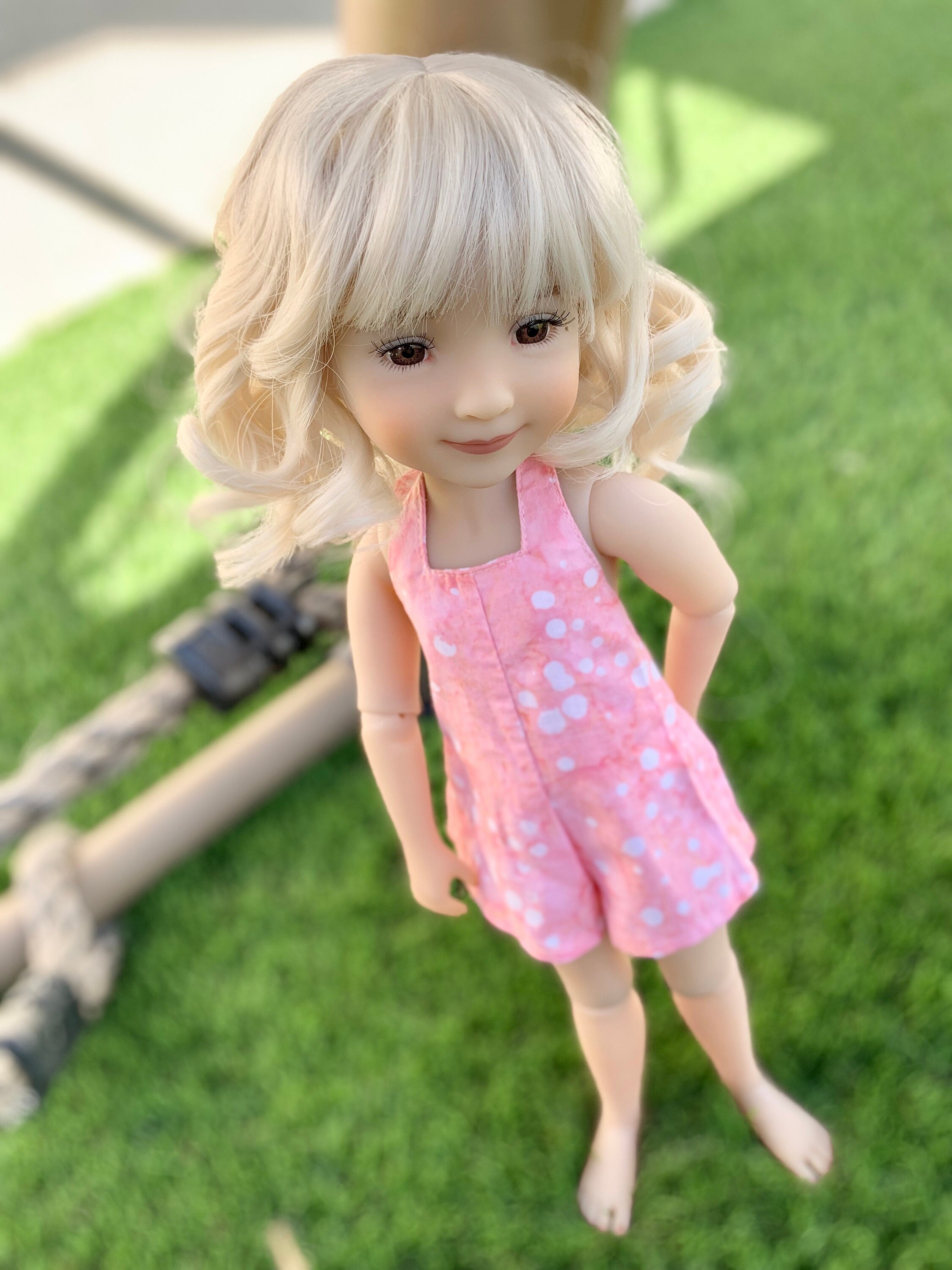 Custom  doll WIG for 14" AG Dolls -Heat Safe-Tangle Resistant-fits 8-9" head size Kaye Wiggs RRFF  girls of the orient Blonde curls