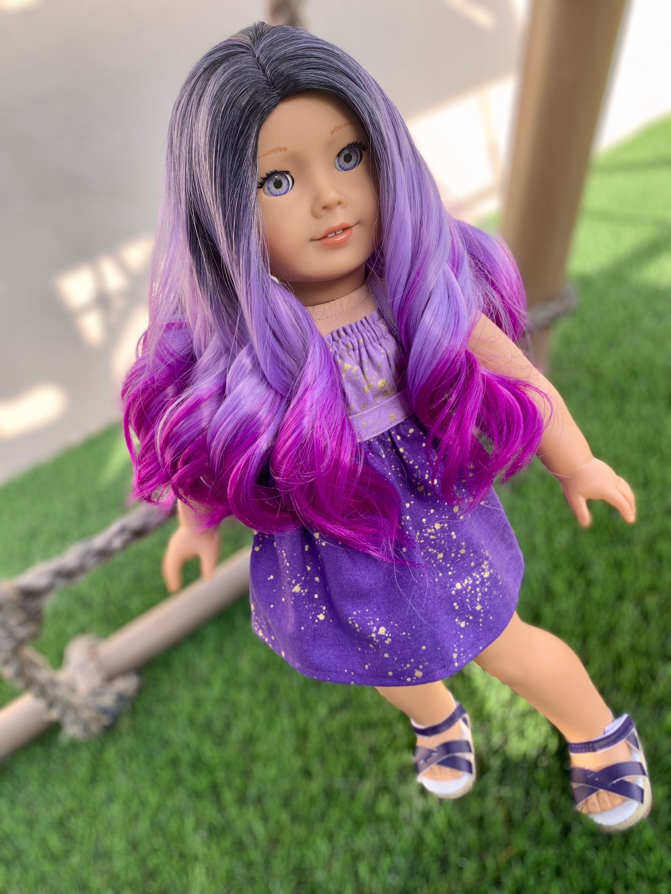 Custom doll wig for 18" American Girl Dolls-Heat Safe-Tangle Resistant-fits 10-11" head size of 18" dolls OG Journey Gotz Dyed Ombre