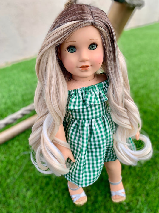 Custom doll wig for 18" American Girl Dolls - Heat Safe - Tangle Resistant - fits 10-11" head size of 18" dolls OG Blythe BJD Gotz Ombre