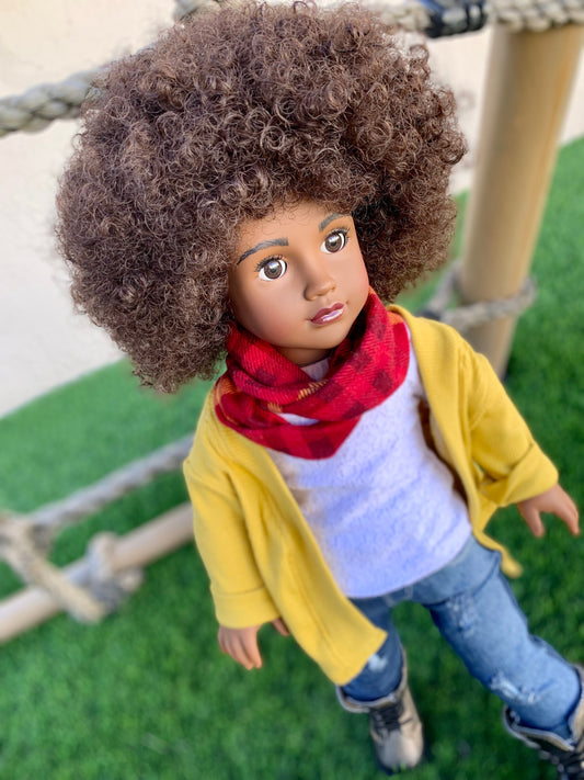 11" Custom Doll Wig Deluxe Heat safe fibers for 18" American Girl Dolls, My Life OG Journey Afro AA natural Wig !!!