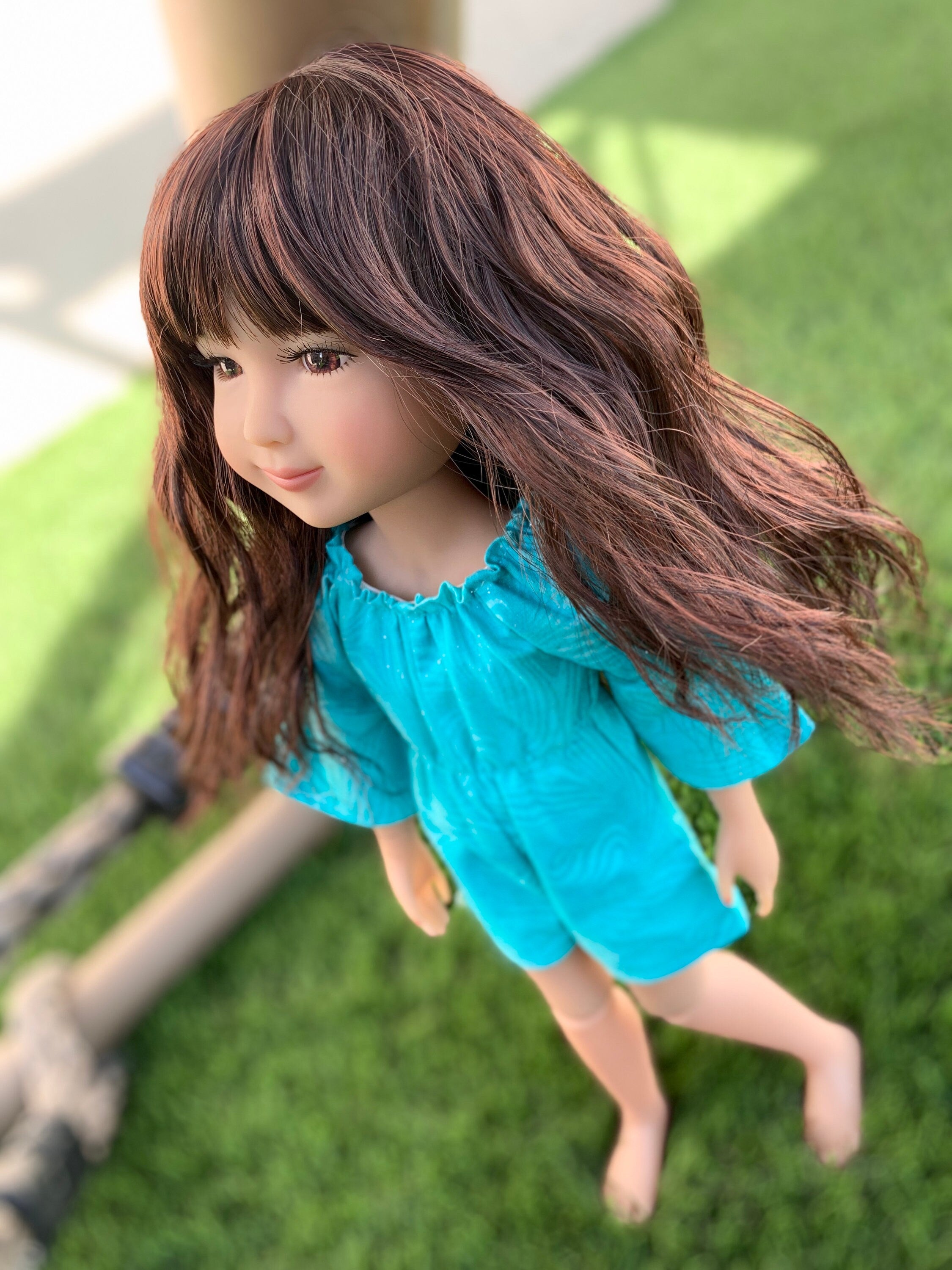 Custom  doll WIG for 14" AG Dolls -Heat Safe-Tangle Resistant-fits 8-9" head size Kaye Wiggs RRFF  girls of the orient auburn curls
