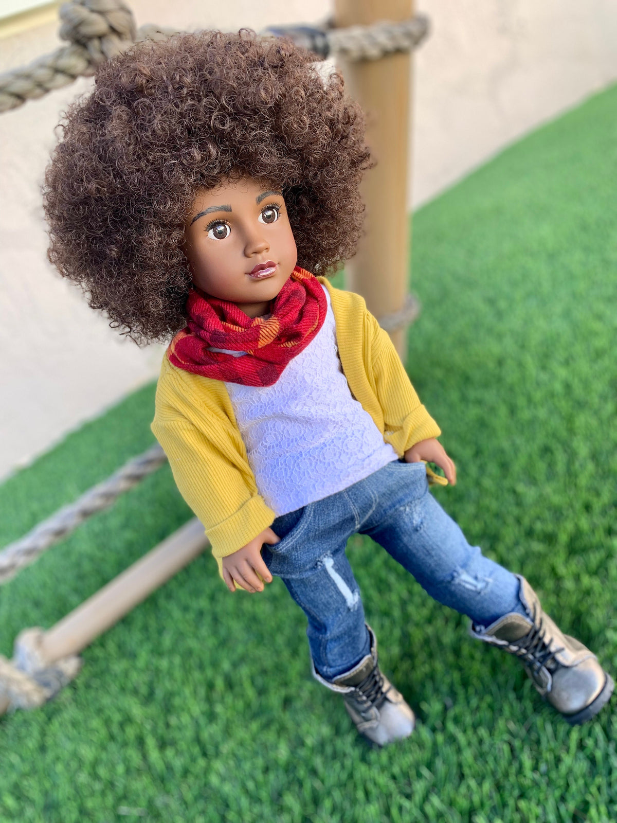 11" Custom Doll Wig Deluxe Heat safe fibers for 18" American Girl Dolls, My Life OG Journey Afro AA natural Wig !!!