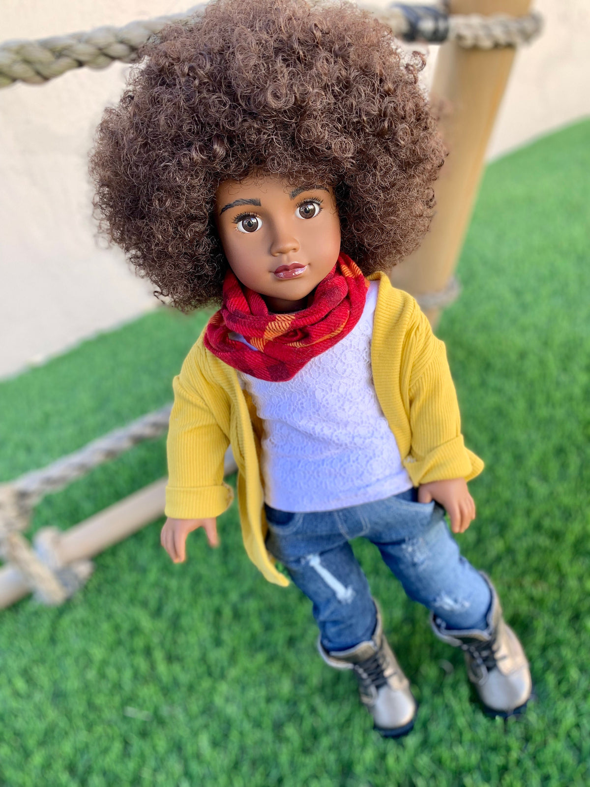 11" Custom Doll Wig Deluxe Heat safe fibers for 18" American Girl Dolls, My Life OG Journey Afro AA natural Wig !!!