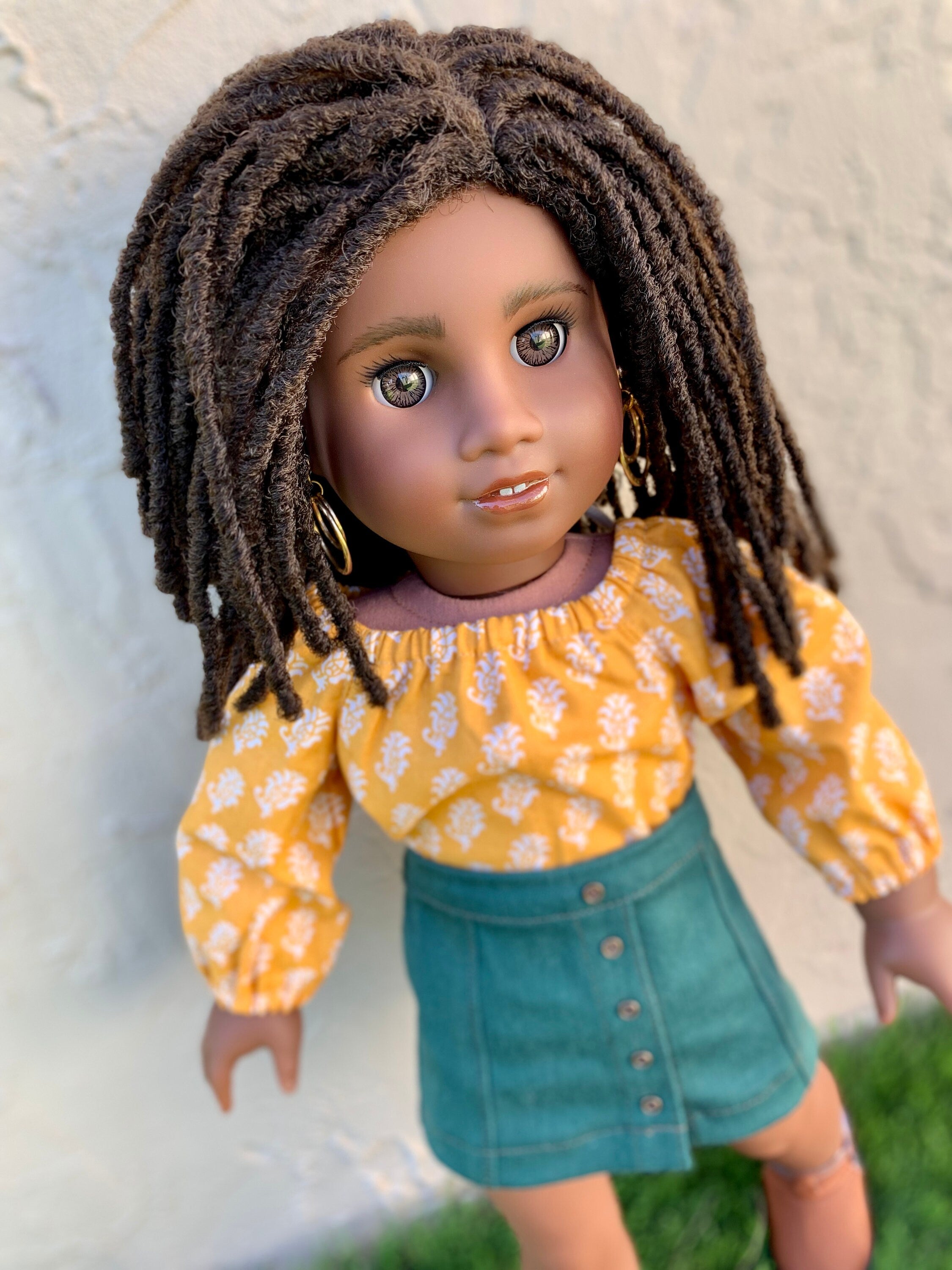 Custom doll wig for 18" American Girl Dolls-Heat Safe-Tangle Resistant-fits 10-11" head of 18" dolls  Journey AA brown Marley locs
