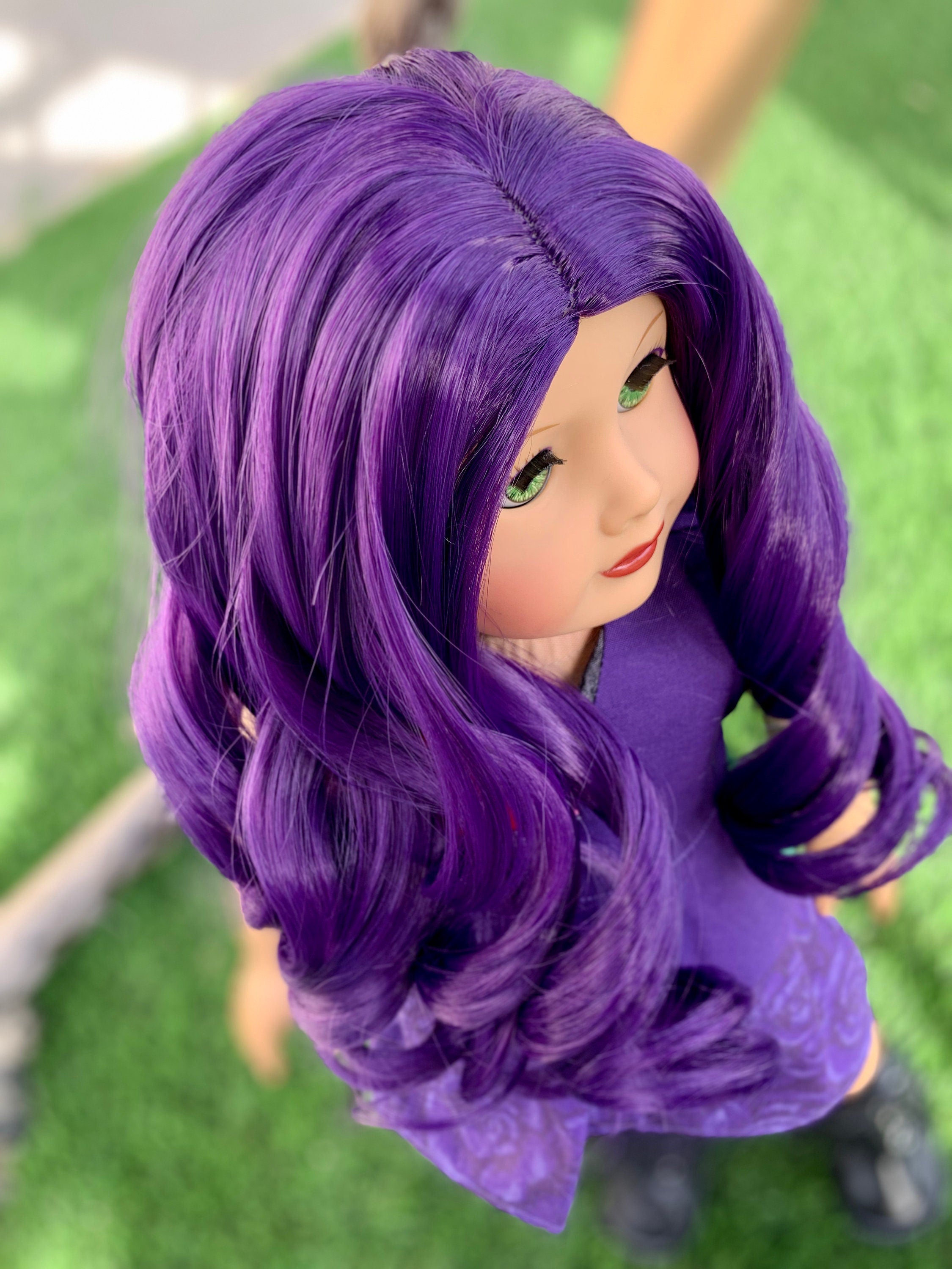 Custom doll wig for 18" American Girl Dolls-Heat Safe-Tangle Resistant-fits 10-11" head size of 18" dolls OG Journey Gotz  Descendants Mal