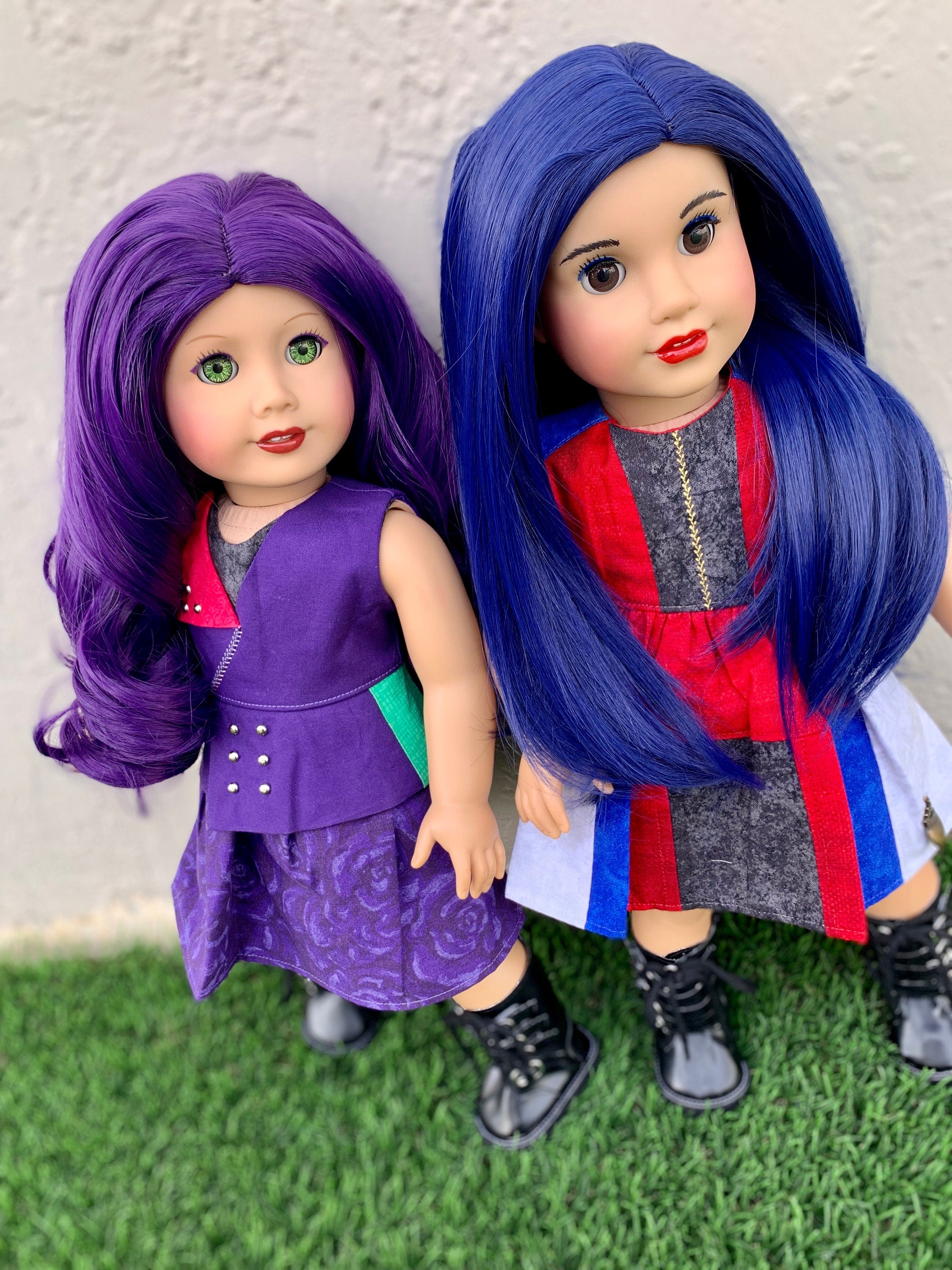 Custom doll wig for 18" American Girl Dolls-Heat Safe-Tangle Resistant-fits 10-11" head size of 18" dolls OG Journey Gotz  Descendants Mal