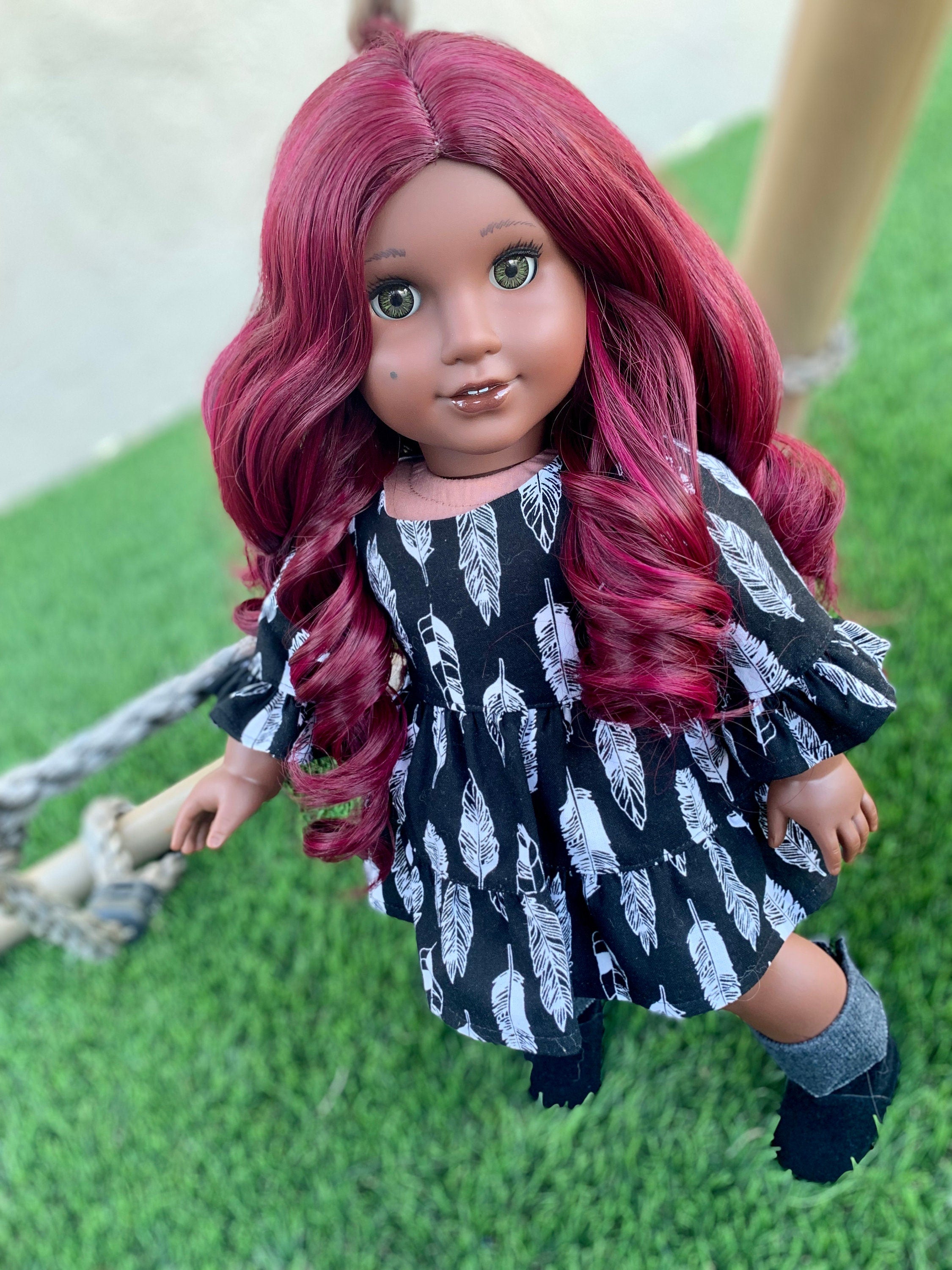 Custom doll wig for 18" American Girl Dolls - Heat Safe - Tangle Resistant - fits 10-11" head size of 18" dolls Our Generation Journey Gotz
