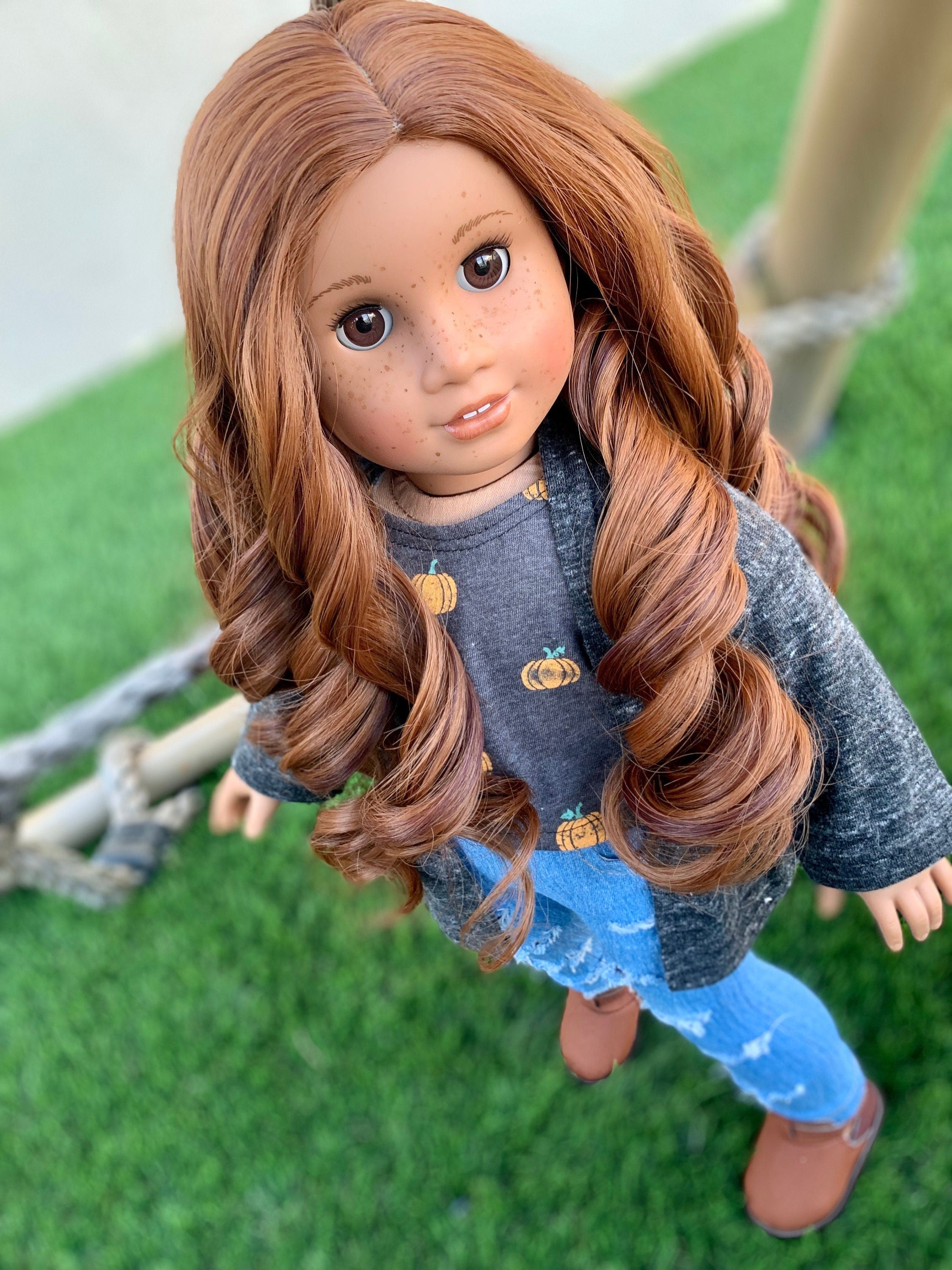 Custom doll wig for 18" American Girl Dolls - Heat Safe - Tangle Resistant - fits 10-11" head size of 18" dolls Our Generation Journey Gotz