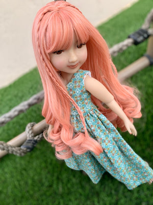 Custom doll WIG for 14"  American Girl Dolls - Heat Safe-Tangle Resistant-fits 8-9" head size Kaye Wiggs  RRFF girls of the orient peach