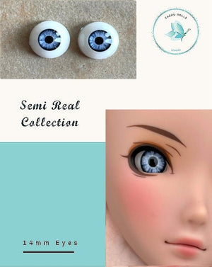 Natural Smart Doll Eyes , realistic doll eyes, doll eyes replacement, 14mm Fit BJD, SD Semireal Doll and similar Cornflower blue
