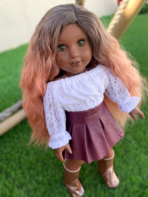 Custom doll wig for 18" American Girl Dolls - Heat Safe - Tangle Resistant - fits 10-11" head size of 18" dolls  Blythe BJD Gotz ombre