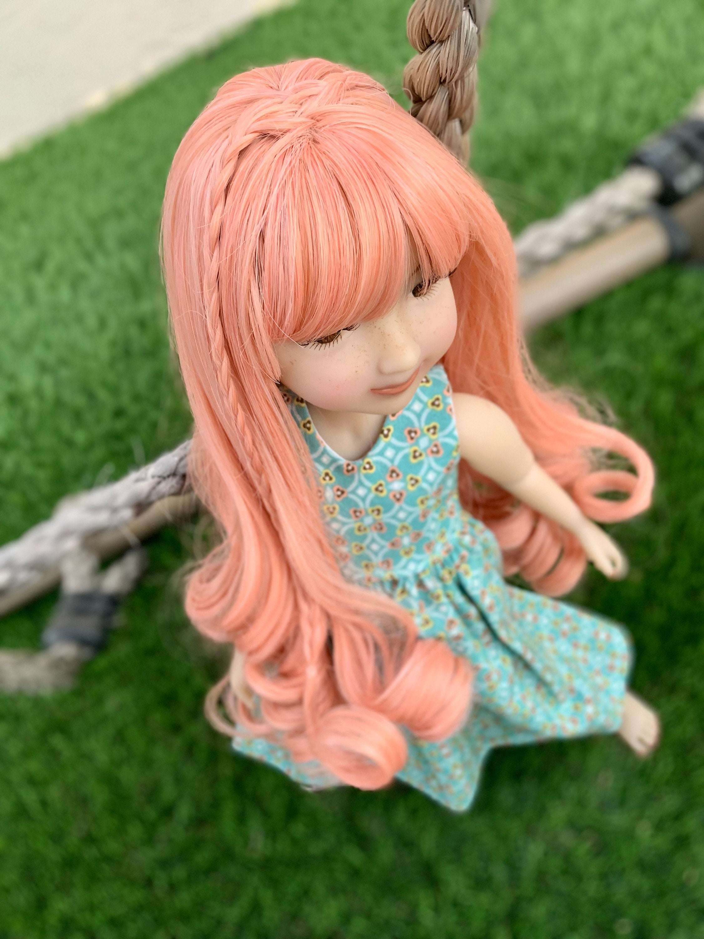 Custom doll WIG for 14"  American Girl Dolls - Heat Safe-Tangle Resistant-fits 8-9" head size Kaye Wiggs  RRFF girls of the orient peach