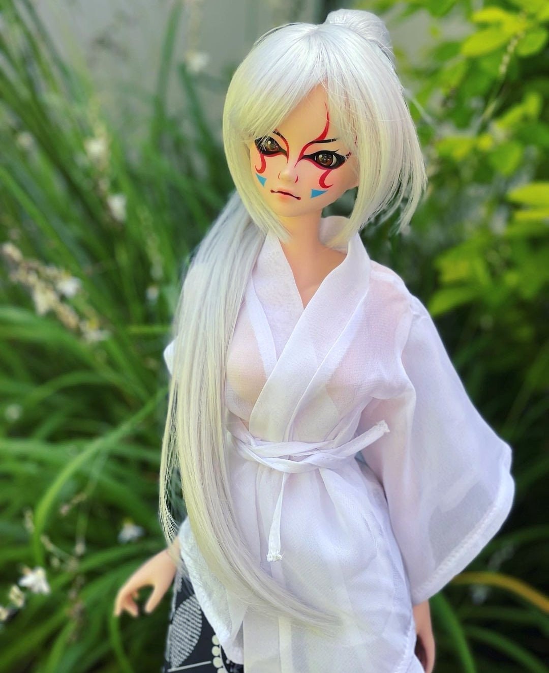 Custom doll WIG for Smart Dolls- Heat Safe - Tangle Resistant- 8" head size of Bjd, SD, Dollfie Dream dolls Silver Tan Cap  anime Limited
