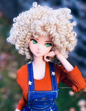 Custom doll WIG for Smart Dolls- Heat Safe - Tangle Resistant- 8.5" head size of Bjd, SD, Dollfie Dream dolls blonde curls
