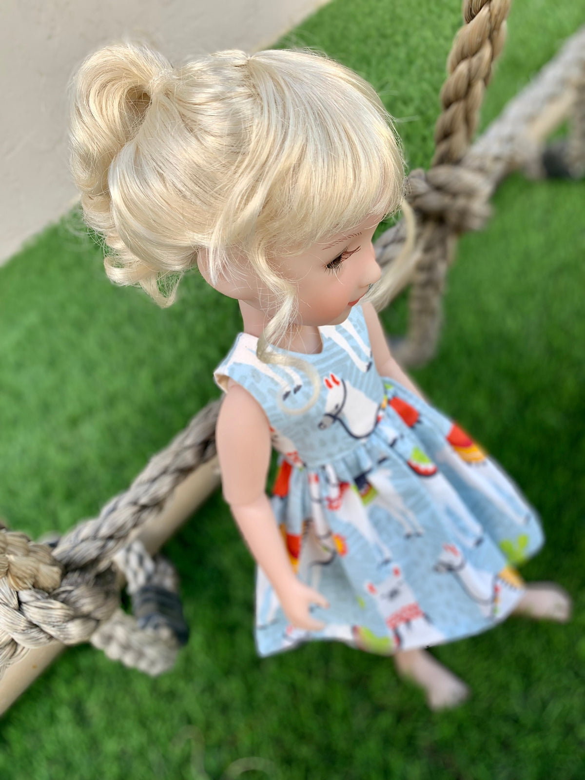 Custom doll WIG Exclusive Vegan Mohair-fits 9-10" head size Kaye Wiggs, RRFF, wellie wishers, bjd, Girl for All Time"Loose Fit"