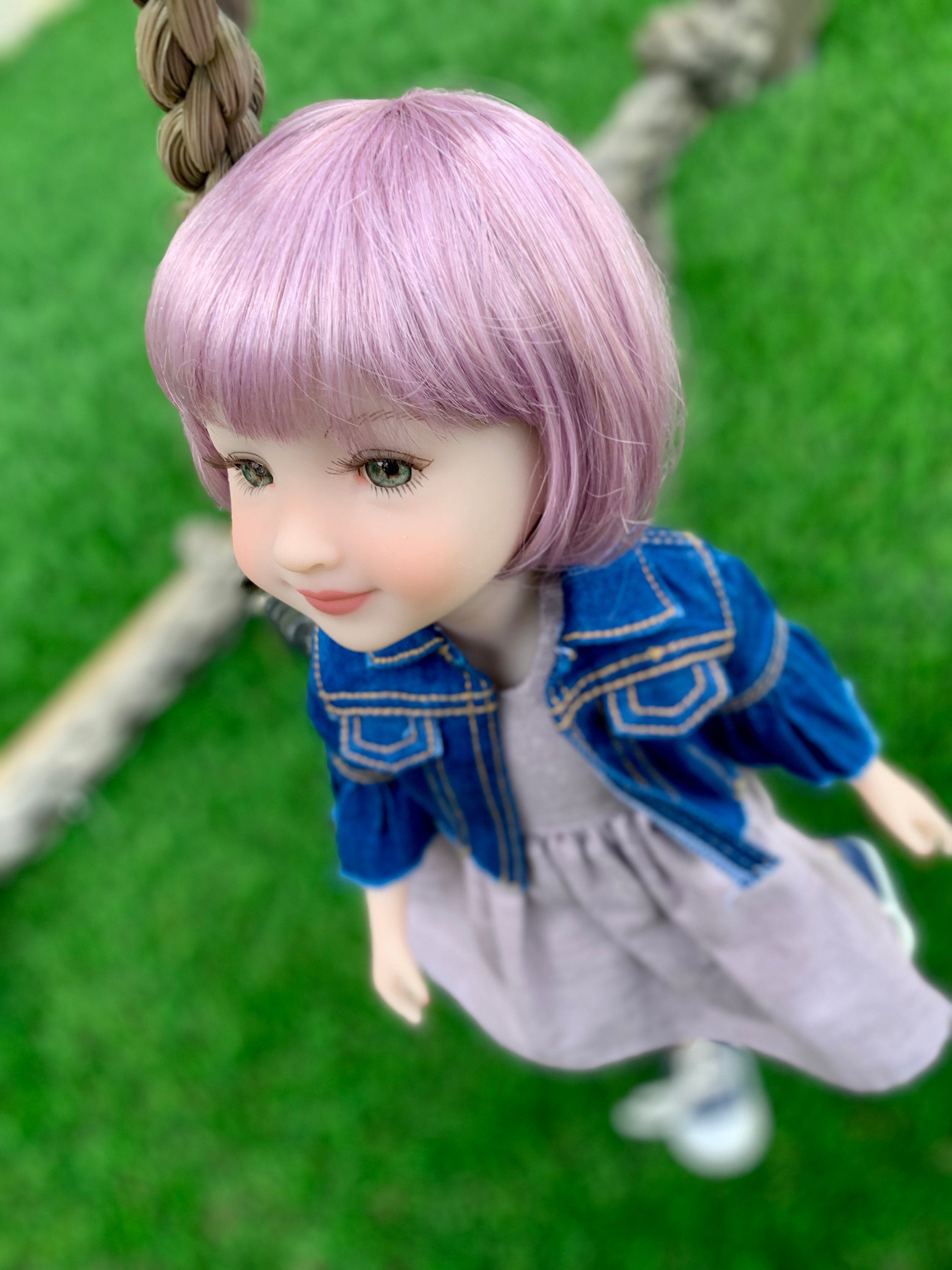 Custom doll WIG Exclusive Vegan Mohair-fits 9-10" head size Kaye Wiggs, RRFF, wellie wishers, bjd, Girl for All Time"Loose Fit"