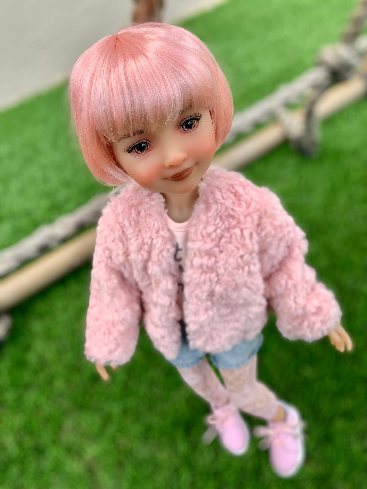 Custom doll WIG Exclusive Vegan Mohair-fits 9-10" head size Kaye Wiggs, RRFF, wellie wishers, bjd, Girl for All Time"Loose Fit"