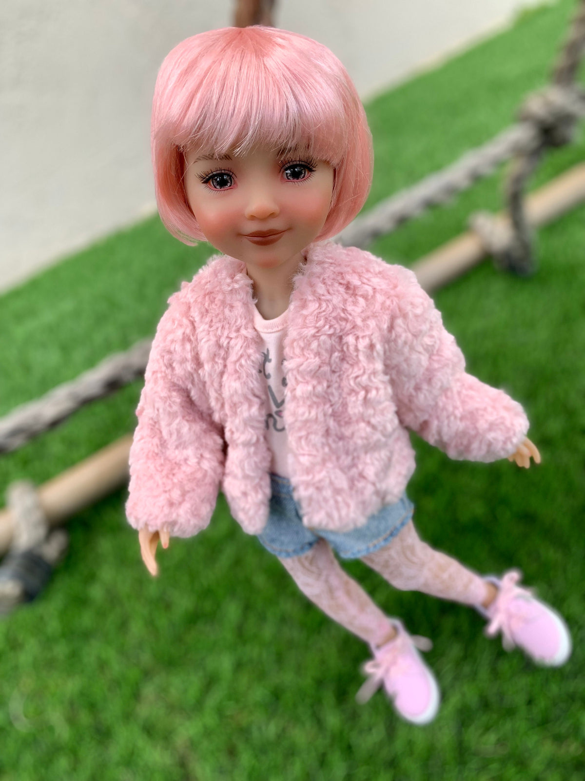 Custom doll WIG Exclusive Vegan Mohair-fits 9-10" head size Kaye Wiggs, RRFF, wellie wishers, bjd, Girl for All Time"Loose Fit"