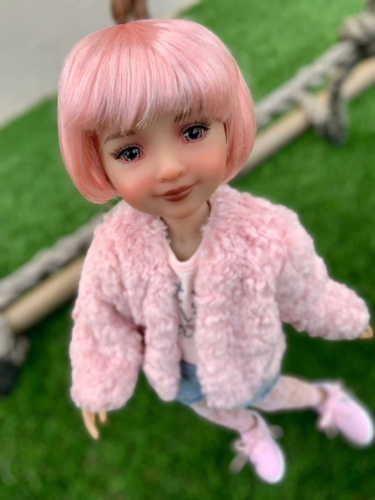 Custom doll WIG Exclusive Vegan Mohair-fits 9-10" head size Kaye Wiggs, RRFF, wellie wishers, bjd, Girl for All Time"Loose Fit"