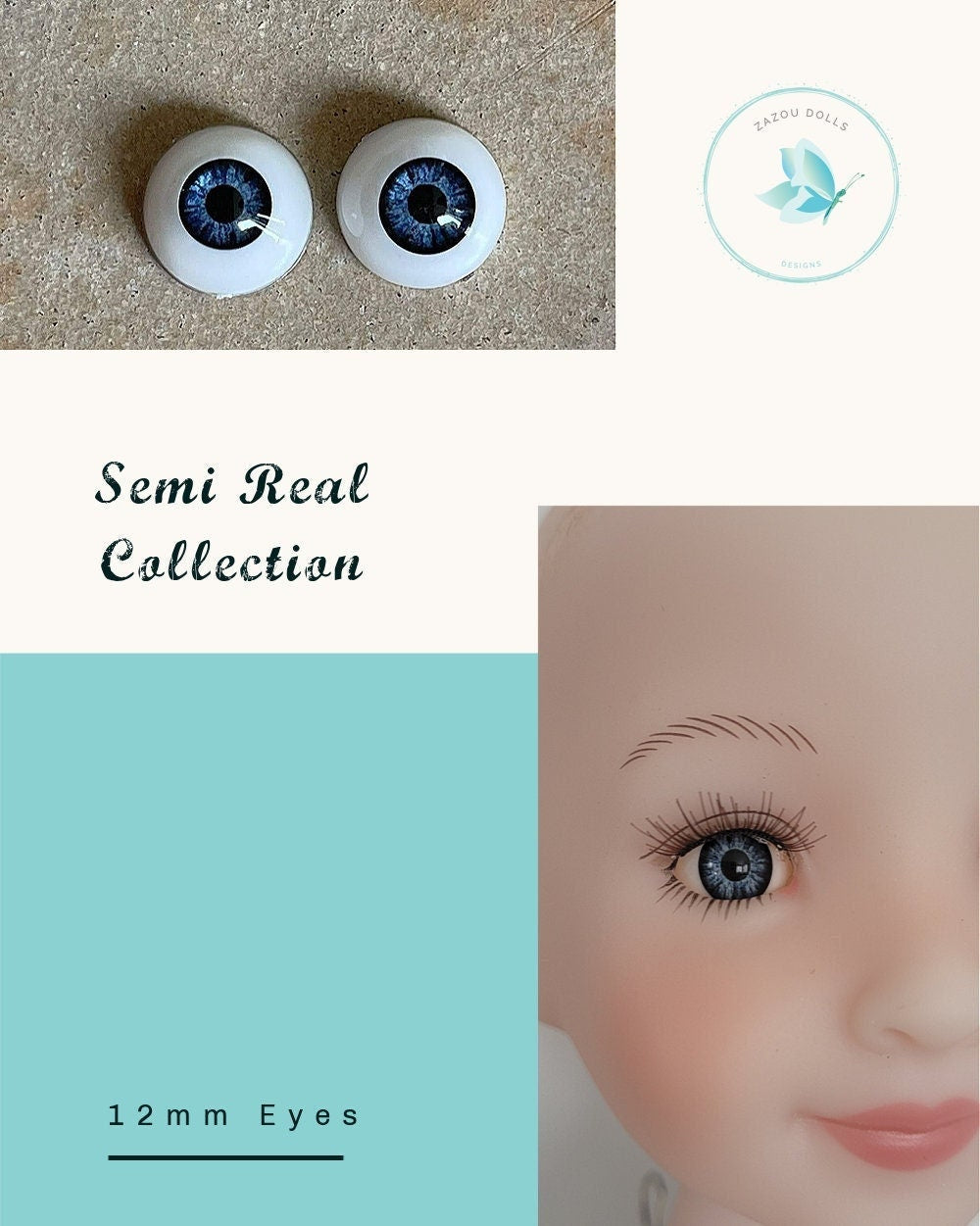 Natural Ruby Red Fashion Doll Eyes , realistic doll eyes, doll eyes replacement, 12mm Fit RRFF, BJD, Robert Tonner Ellowyne Doll & similar
