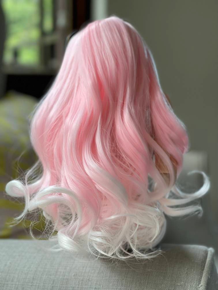 Custom doll WIG for Smart Dolls- Heat Safe - Tangle Resistant- 8.5" head size of Bjd, SD, Dollfie Dream dolls Pink ombre