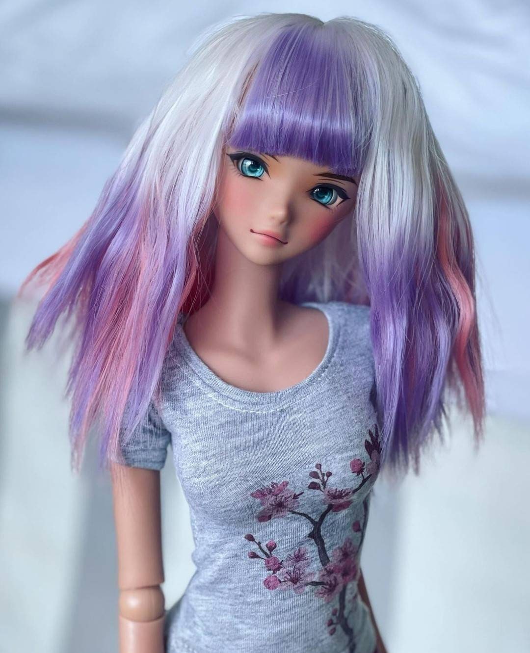 Custom doll WIG for Smart Dolls- Heat Safe - Tangle Resistant- 8.5" head size of Bjd, SD, Dollfie Dream dolls pink lavender dyed ombre