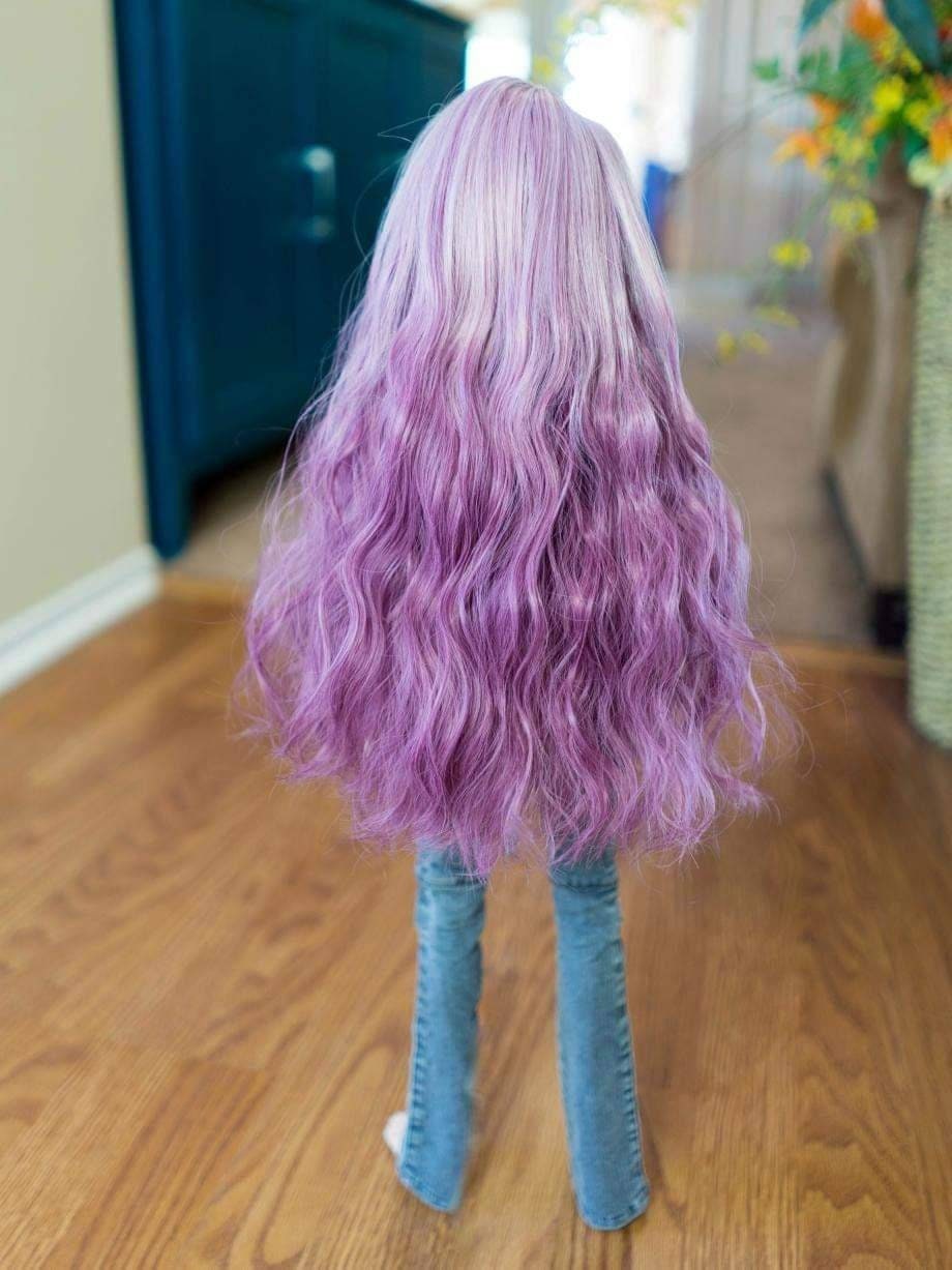 Custom doll Wig for Smart Dolls- Heat Safe - Tangle Resistant- 8.5" head size of Bjd, SD, Dollfie Dream dolls  Pink Mauve dyed ombre