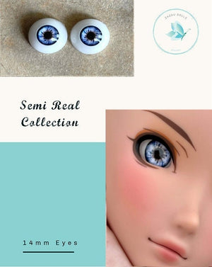 Natural Smart Doll Eyes , realistic doll eyes, doll eyes replacement, 14mm Fit BJD, SD Semireal Doll and similar blue