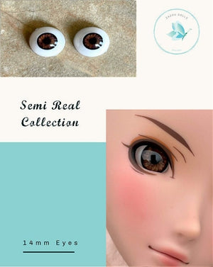 Natural Smart Doll Eyes , realistic doll eyes, doll eyes replacement, 14mm Fit BJD, SD Semireal Doll and similar brown