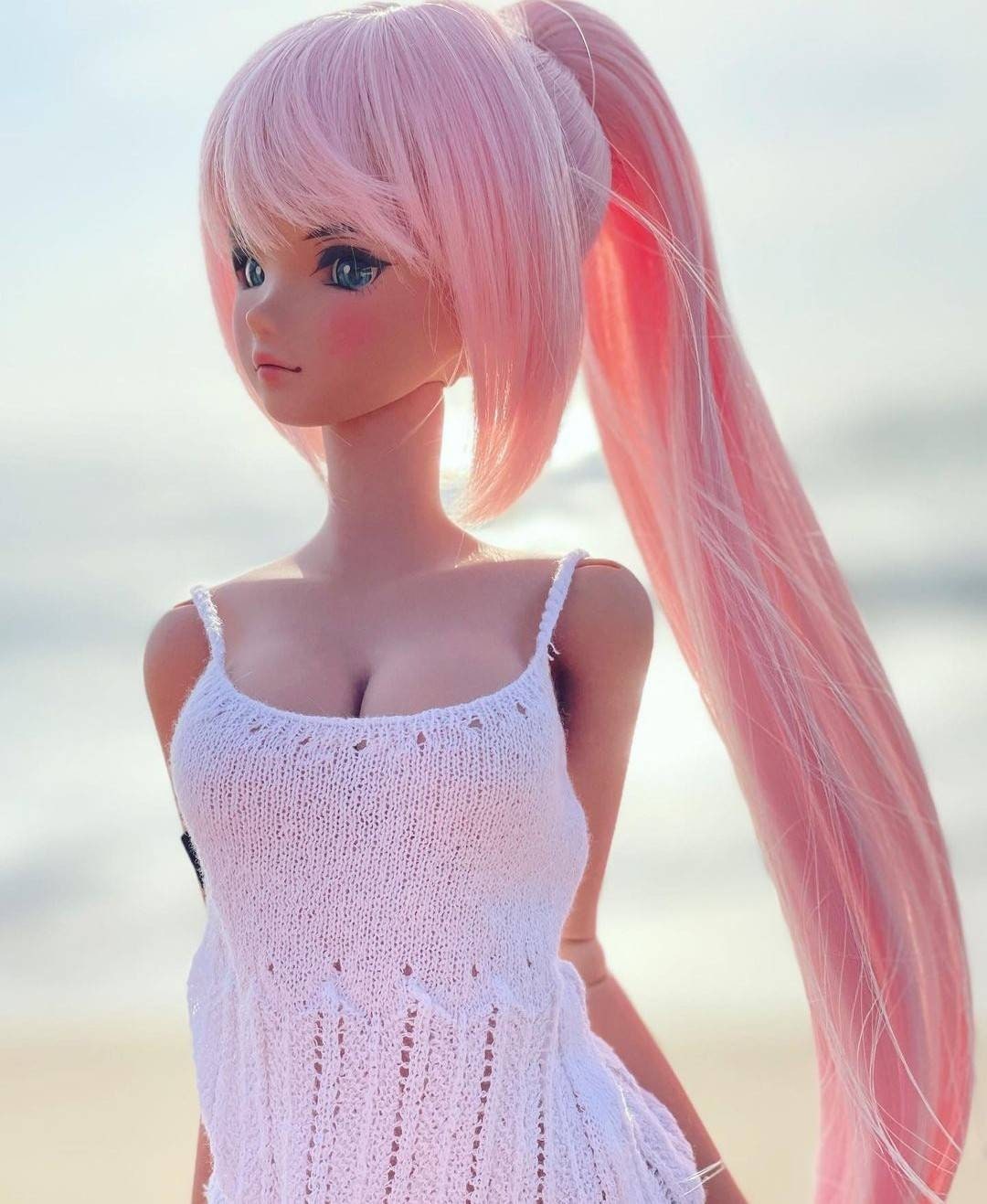 Custom doll WIG for Smart Dolls- Heat Safe - Tangle Resistant- 8" head size of Bjd, SD, Dollfie Dream dolls Pink Tan Cap  anime Limited