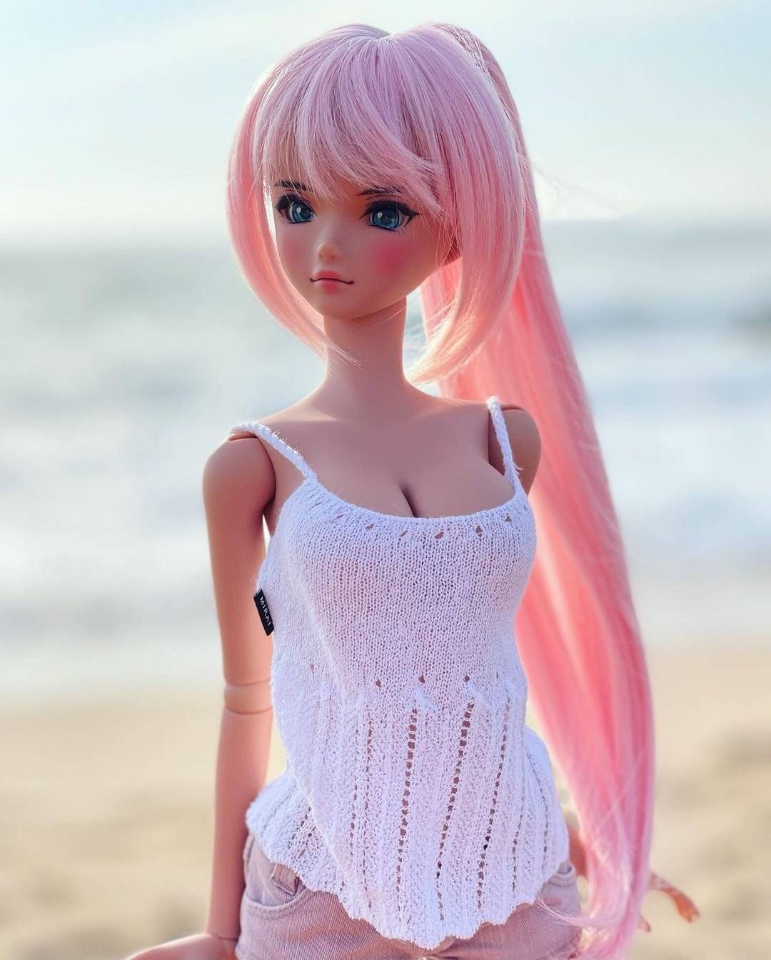 Custom doll WIG for Smart Dolls- Heat Safe - Tangle Resistant- 8" head size of Bjd, SD, Dollfie Dream dolls Pink Tan Cap  anime Limited
