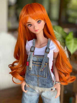 Custom doll WIG for Smart Dolls- Heat Safe - Tangle Resistant- 8.5" head size of Bjd, Sd, Dollfie Dream dolls red curls "TAN CAPS"
