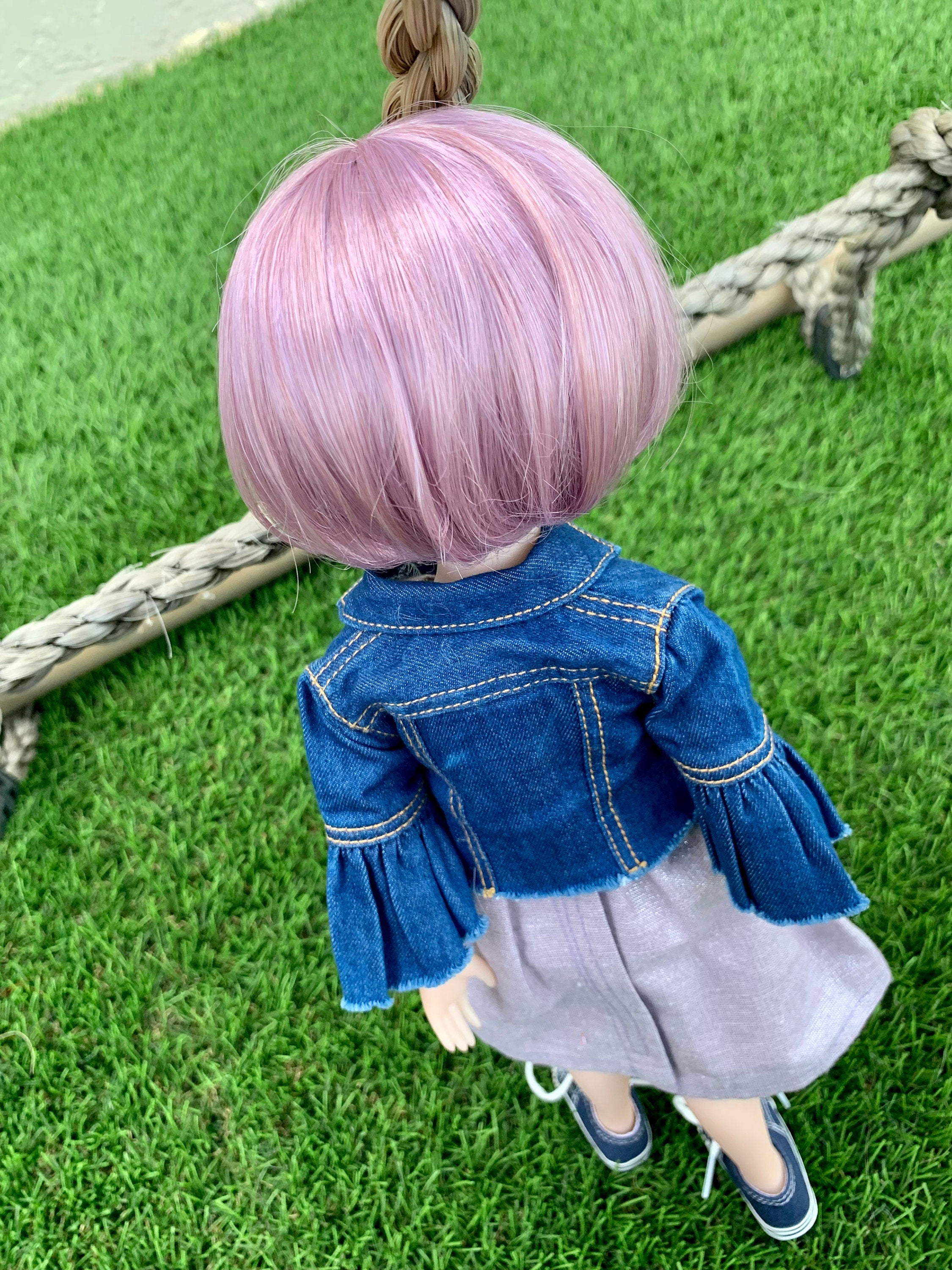 Custom doll WIG Exclusive Vegan Mohair-fits 9-10" head size Kaye Wiggs, RRFF, wellie wishers, bjd, Girl for All Time"Loose Fit"