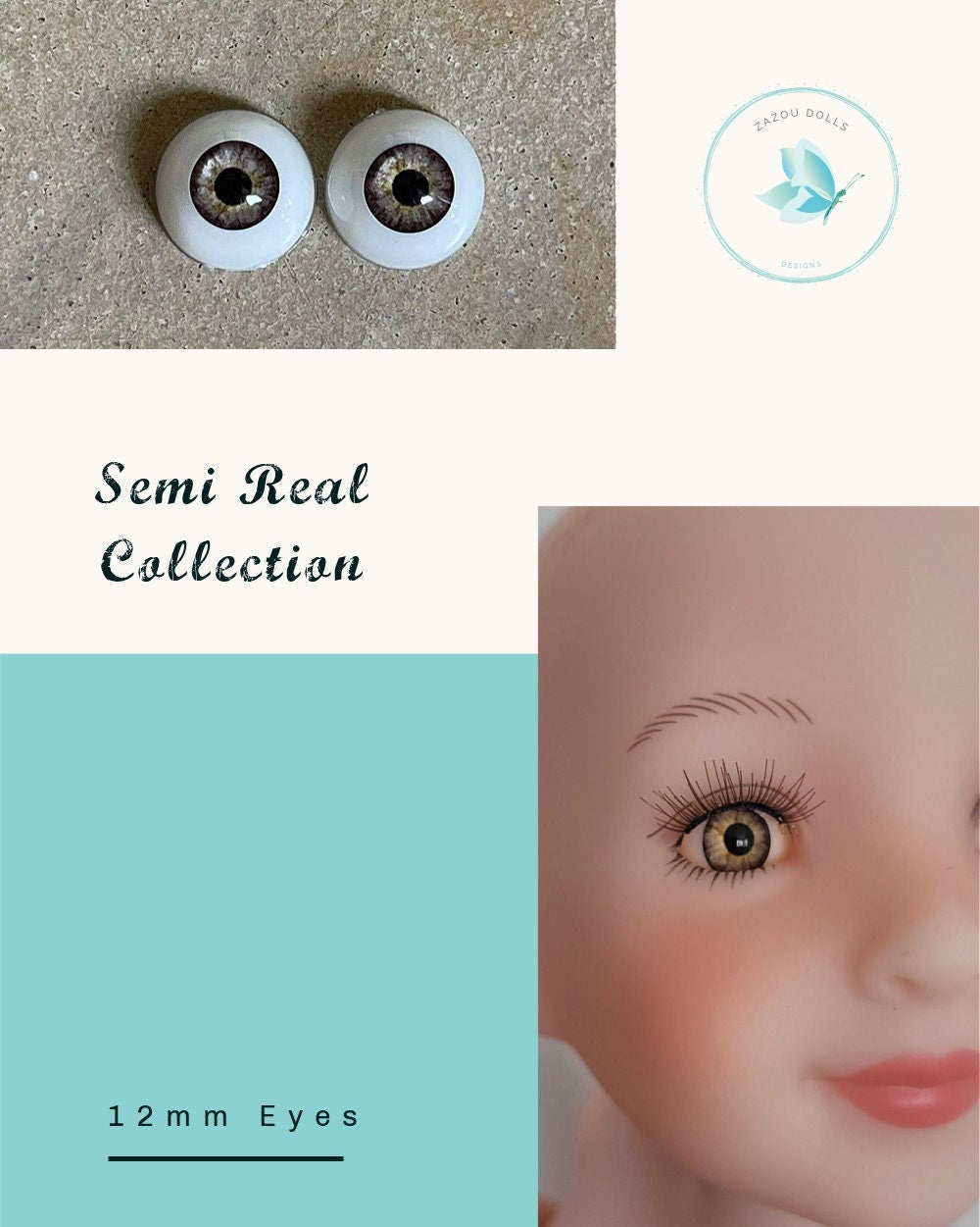 Natural Ruby Red Fashion Doll Eyes , realistic doll eyes, doll eyes replacement, 12mm Fit RRFF, BJD, Robert Tonner Ellowyne Doll & similar