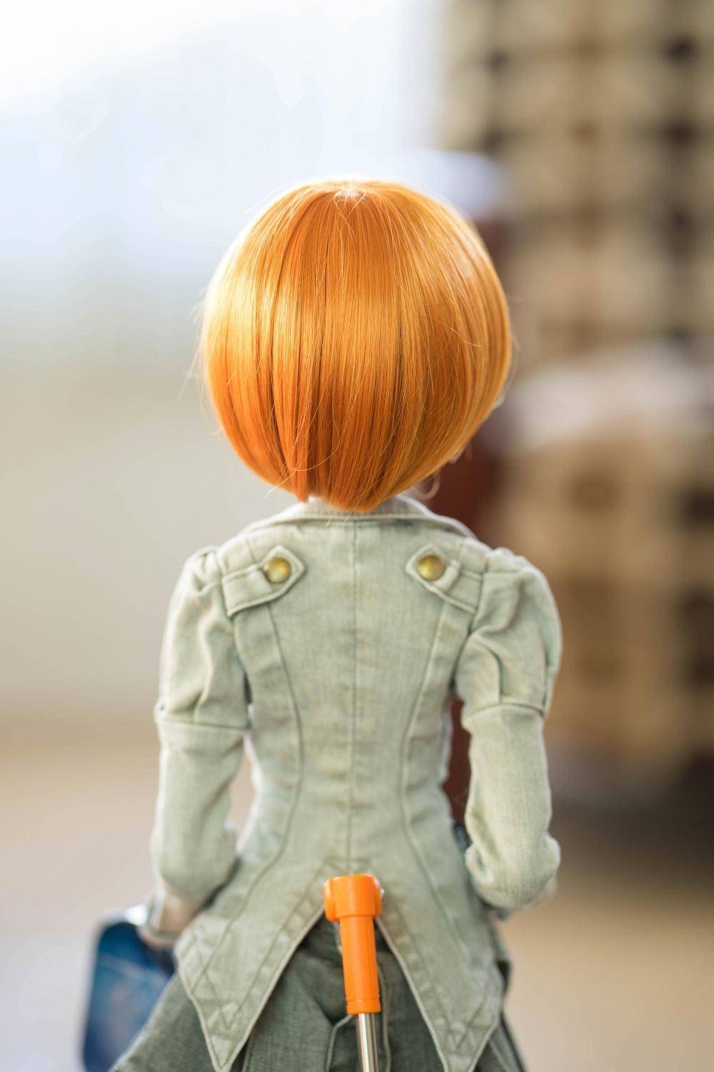 Custom doll WIG for Smart Dolls- Heat Safe - Tangle Resistant- 8" head size of Bjd, SD, Dollfie Dream dolls carrot red bob